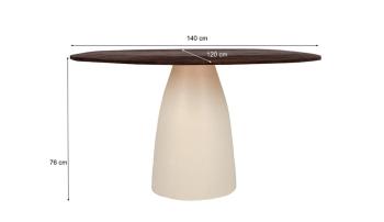 Organische eettafel bruin crème wit