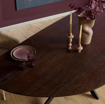 organische massief eiken eetkamertafel donkerbruin 210 cm