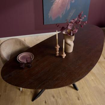 organische massief eiken eetkamertafel donkerbruin 210 cm