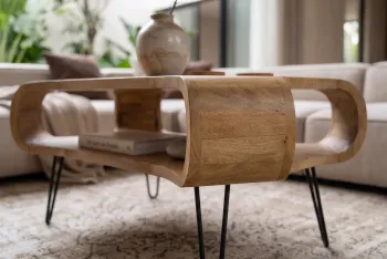organic salontafel mangohout cremekleur 100 cm