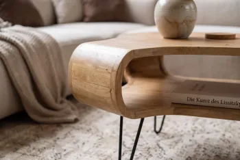 organic salontafel mangohout cremekleur 100 cm