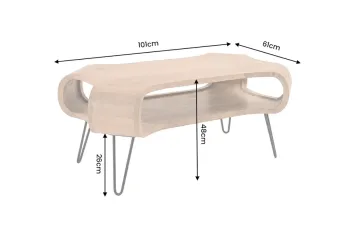 organic salontafel mangohout cremekleur 100 cm