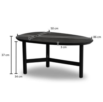 Organische salontafel zwart mangohout 86cm