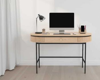 Ovaal bureau eiken 120 cm met lade