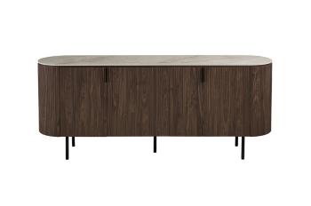 Dressoir donkerbruin eiken beige keramiek bovenpaneel 200 cm