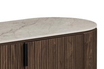 Dressoir donkerbruin eiken beige keramiek bovenpaneel 200 cm