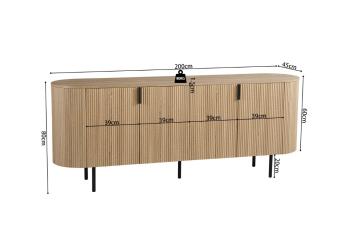 Ovaal dressoir eiken kleur 200 cm