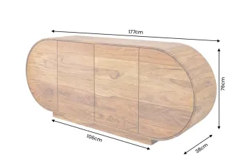 ovaal dressoir sheesham hout 180 cm