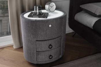 Ovaal Nachtkastje grijs met verlichting 55 cm