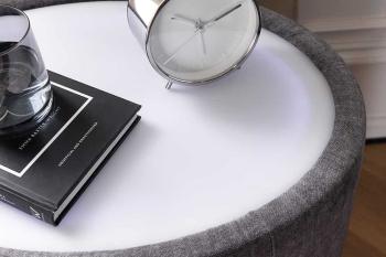 Ovaal Nachtkastje grijs met verlichting 55 cm