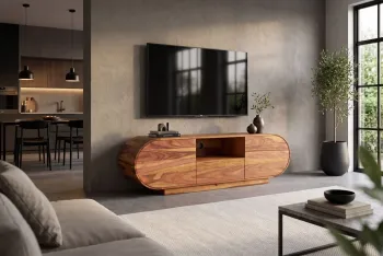 ovaal TV meubel sheesham hout 160 cm