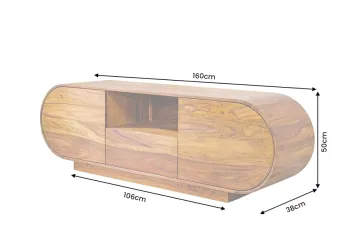 ovaal TV meubel sheesham hout 160 cm