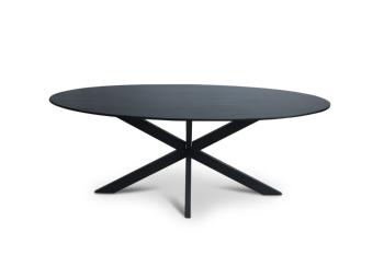 Ovale tafel zwart mangohout 180 cm