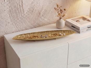 decoratieschaal ovaal aluminium goud 65,5 cm