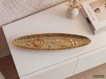 decoratieschaal ovaal aluminium goud 65,5 cm