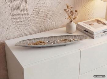 ovale decoratieve schaal zilver 65,5 cm