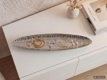 ovale decoratieve schaal zilver 65,5 cm