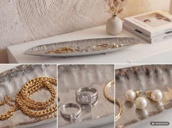 ovale decoratieve schaal zilver 65,5 cm