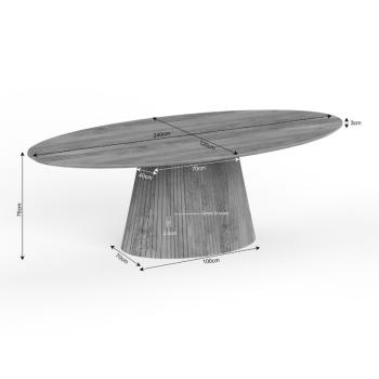 ovale eetkamertafel bruin mangohout 240 cm