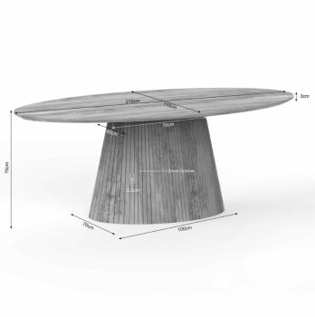 Ovale tafel mangohout taupe 210 cm