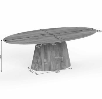 ovale eettafel mangohout taupegrijs 240 cm