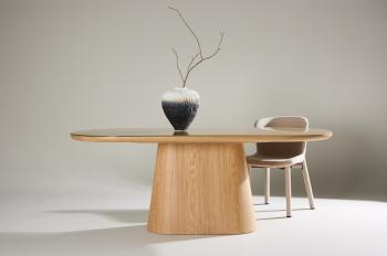 Ovale eettafel eiken met glastop 200 cm