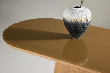 Ovale eettafel eiken met glastop 200 cm