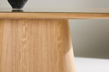 Ovale eettafel eiken met glastop 200 cm