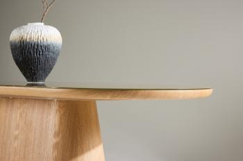 Ovale eettafel eiken met glastop 200 cm