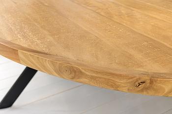 Detail van voet van ovale tafel mangohout 240 cm