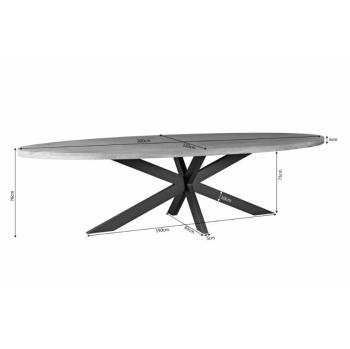 Ovale eettafel mangohout 300 cm