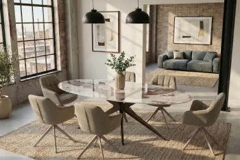 ovale eettafel pandora natuursteen look keramiek 220 cm