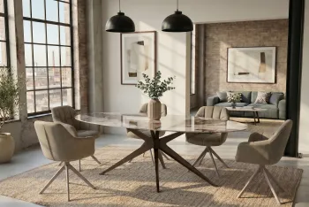 ovale eettafel pandora natuursteen look keramiek 220 cm