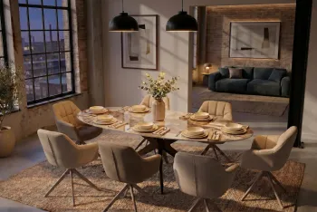 ovale eettafel pandora natuursteen look keramiek 220 cm