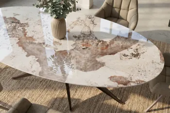 ovale eettafel pandora natuursteen look keramiek 220 cm