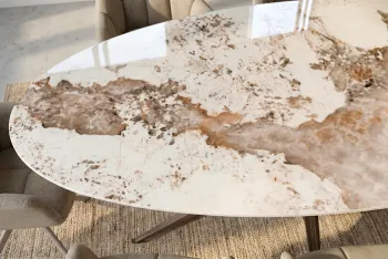 ovale eettafel pandora natuursteen look keramiek 220 cm