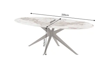 ovale eettafel pandora natuursteen look keramiek 220 cm