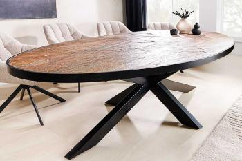 Ovale eettafel 3D natuursteenlook bruin rood 240 cm