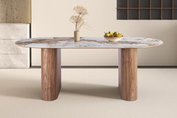 ovale tafel pandora keramiek bruine kolompoten 210 cm