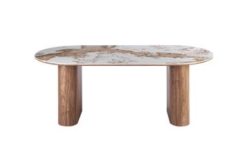 ovale tafel pandora keramiek bruine kolompoten 210 cm