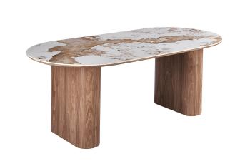 ovale tafel pandora keramiek bruine kolompoten 210 cm