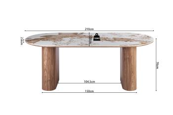 ovale tafel pandora keramiek bruine kolompoten 210 cm