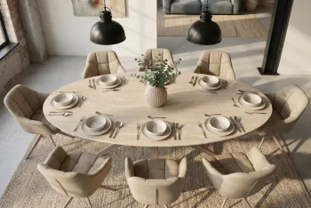 ovale eettafel travertin keramiek 220 cm