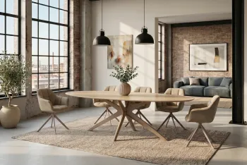 ovale eettafel travertin keramiek 220 cm
