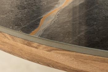 ovale eettafel walnoot grijs marmerlook tafelblad keramiek 200 cm