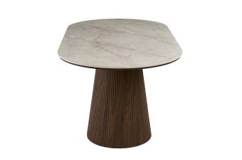 Ovale tafel donkerbruin met beige tafelblad 180 cm