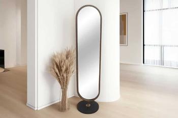 Ovale Pas spiegel goud zwart marmeren voet 172 cm