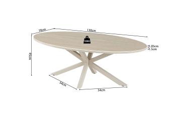 ovale salontafel beige keramiek 130 cm