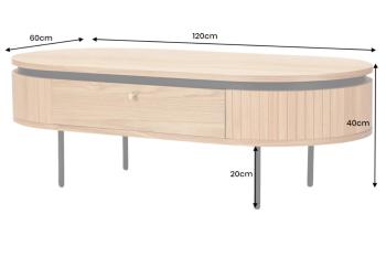 Ovale salontafel eiken 120 cm