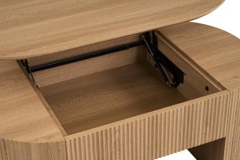 ovale salontafel eiken kleur verstelbaar tafelblad 120 cm